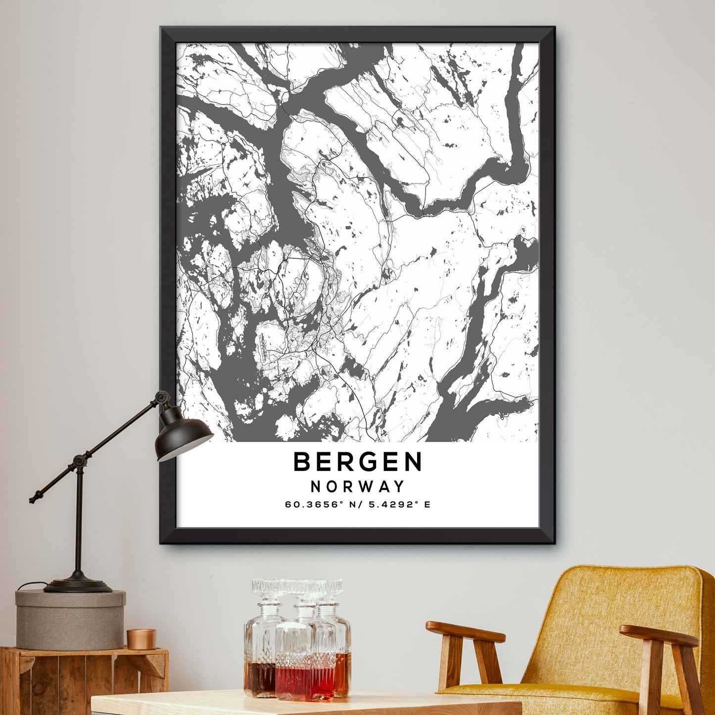 Bergen, Norway Map Print