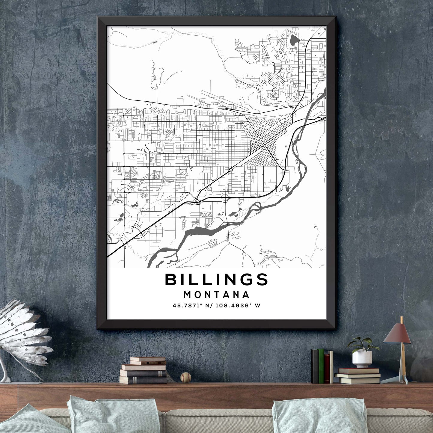 Billings,Montana Map Print