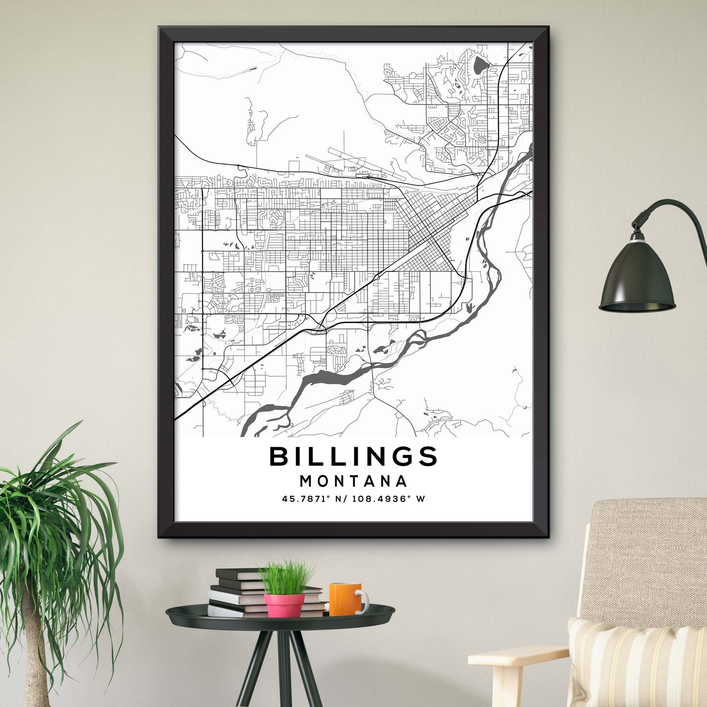 Billings,Montana Map Print