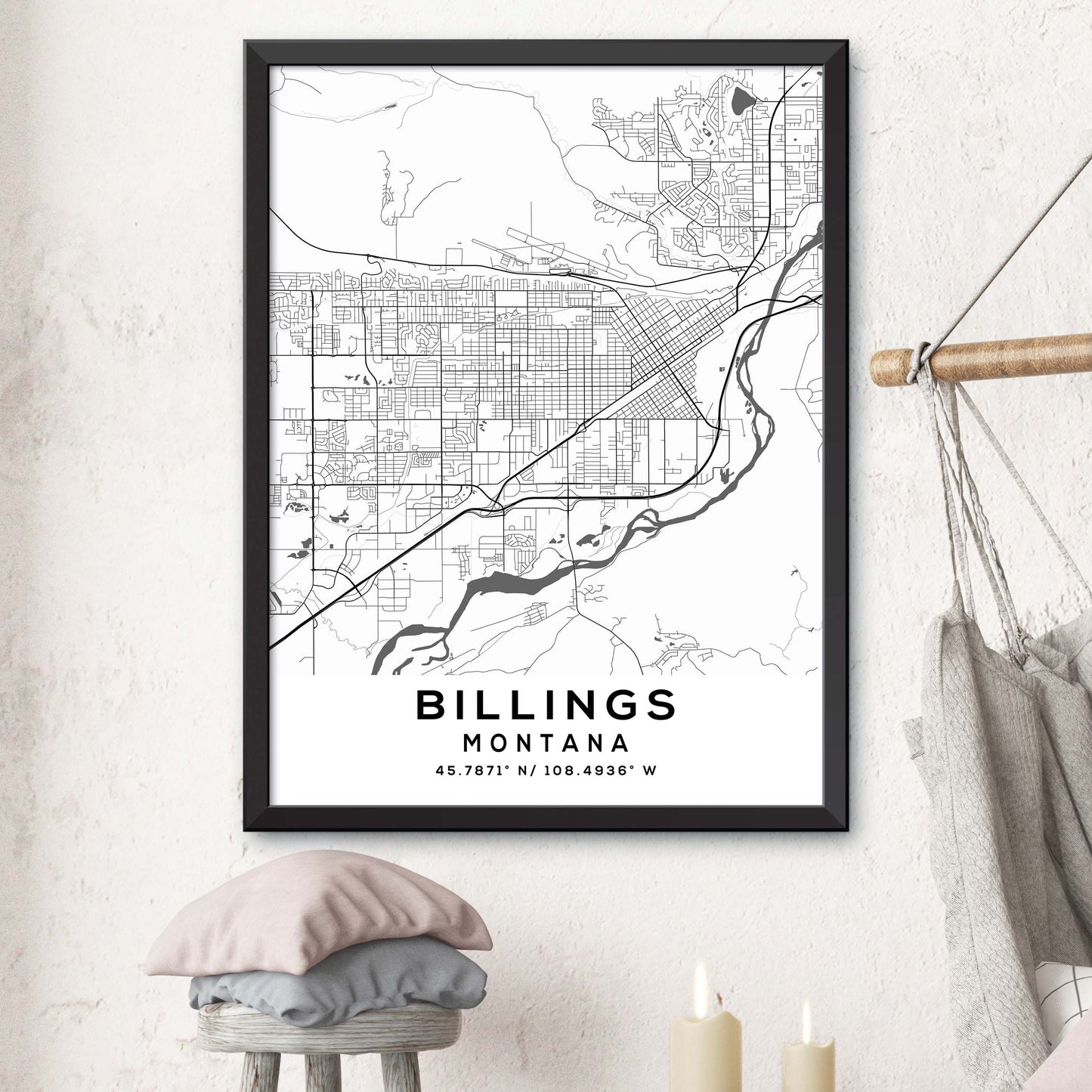 Billings,Montana Map Print