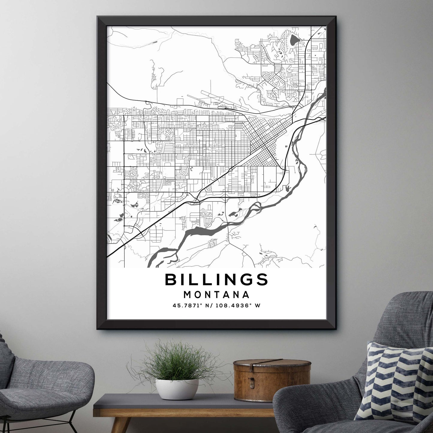 Billings,Montana Map Print