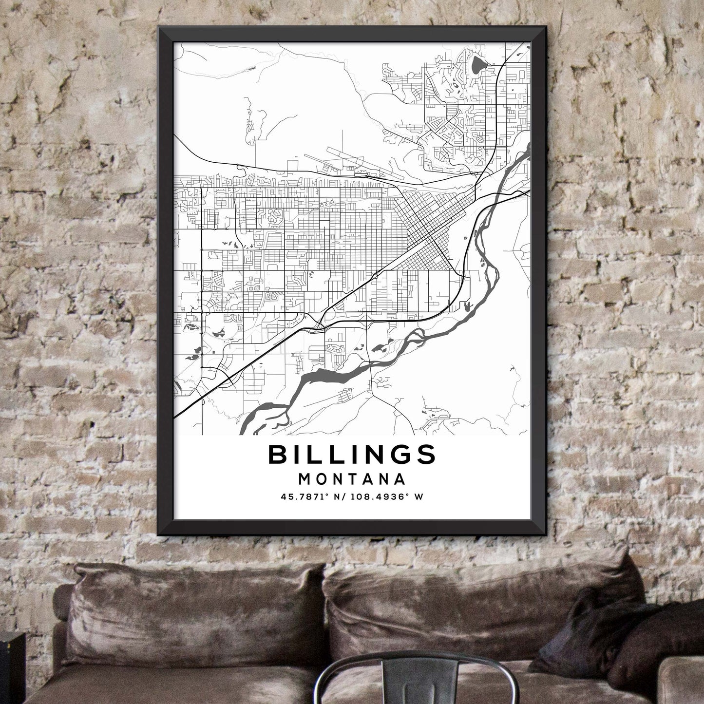 Billings,Montana Map Print