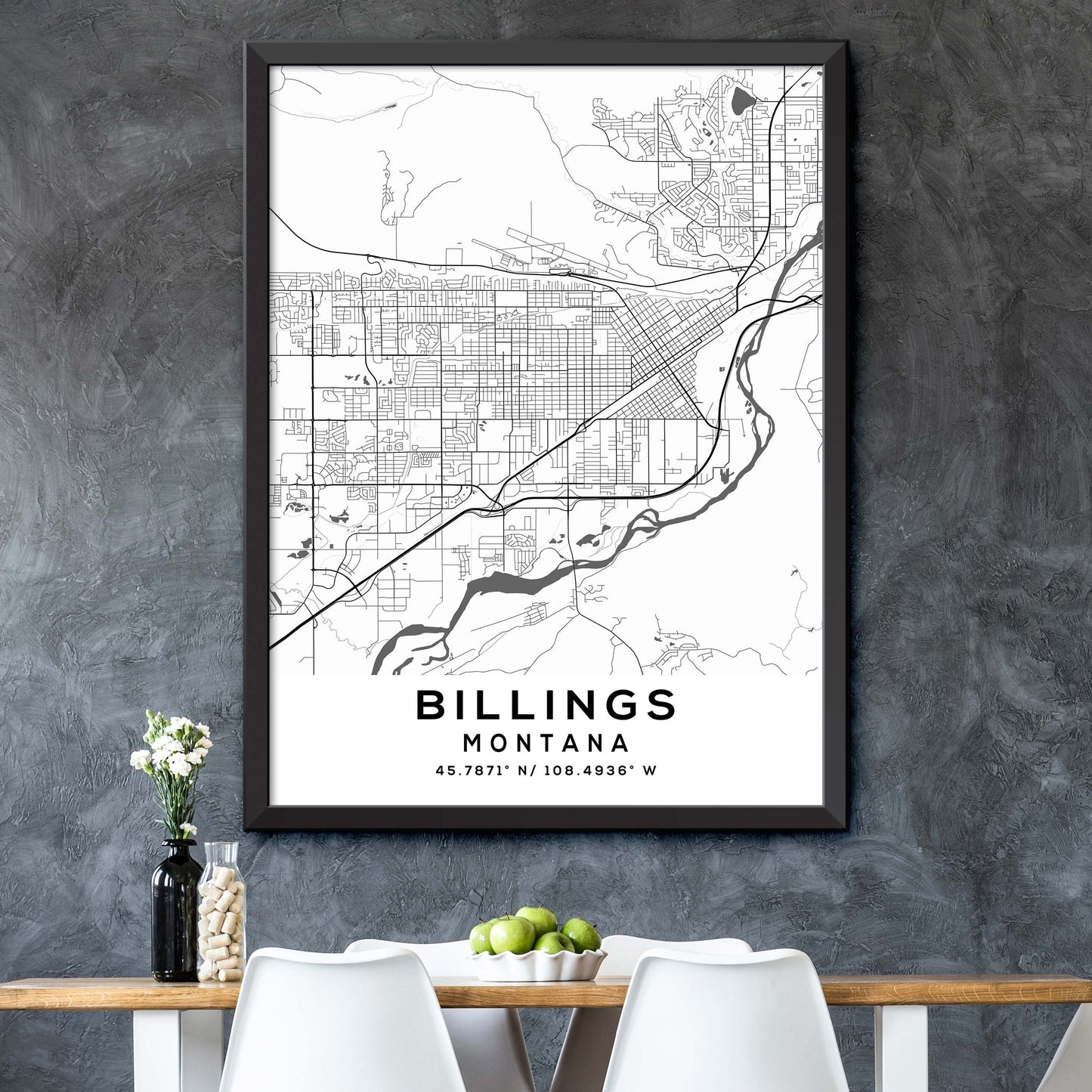 Billings,Montana Map Print