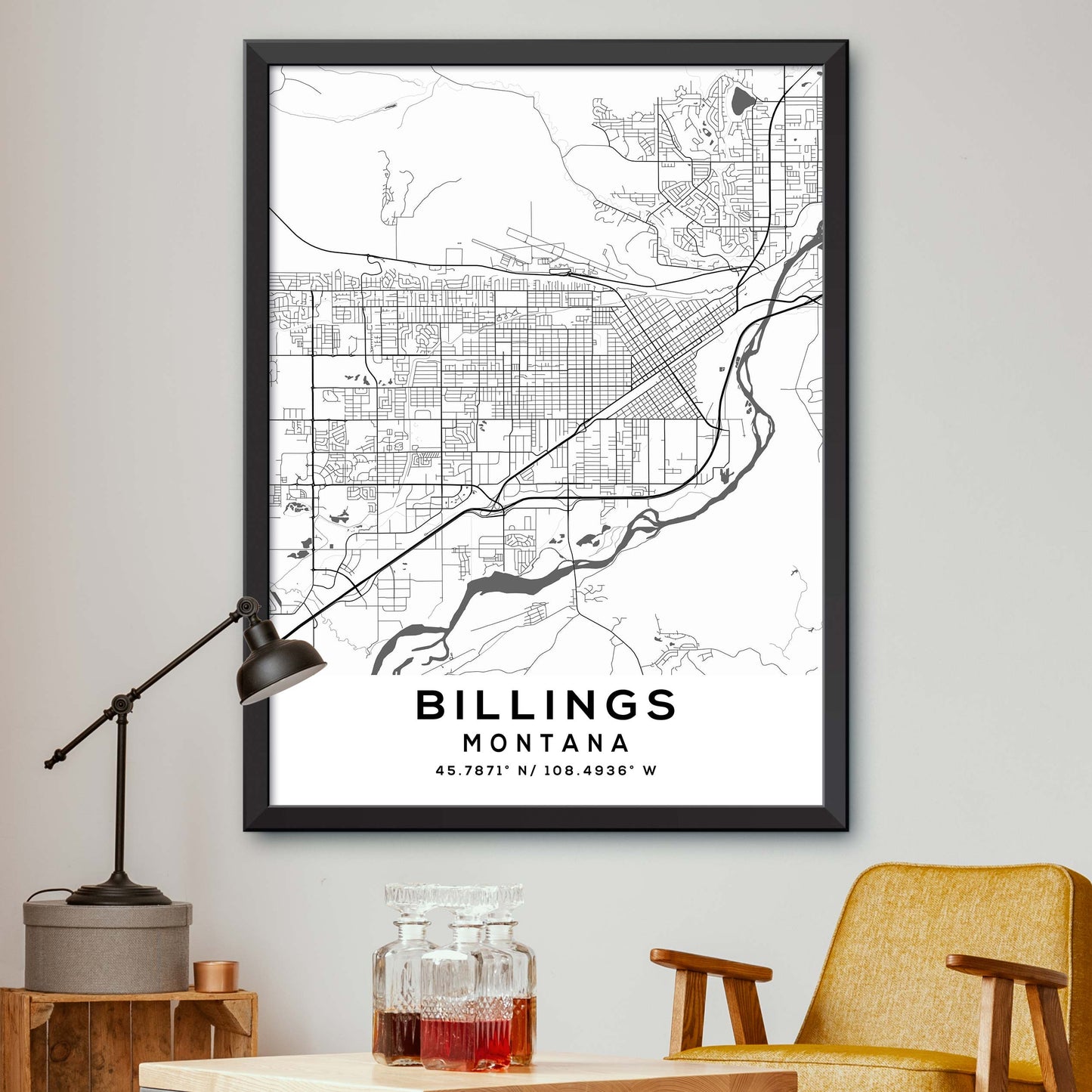 Billings,Montana Map Print