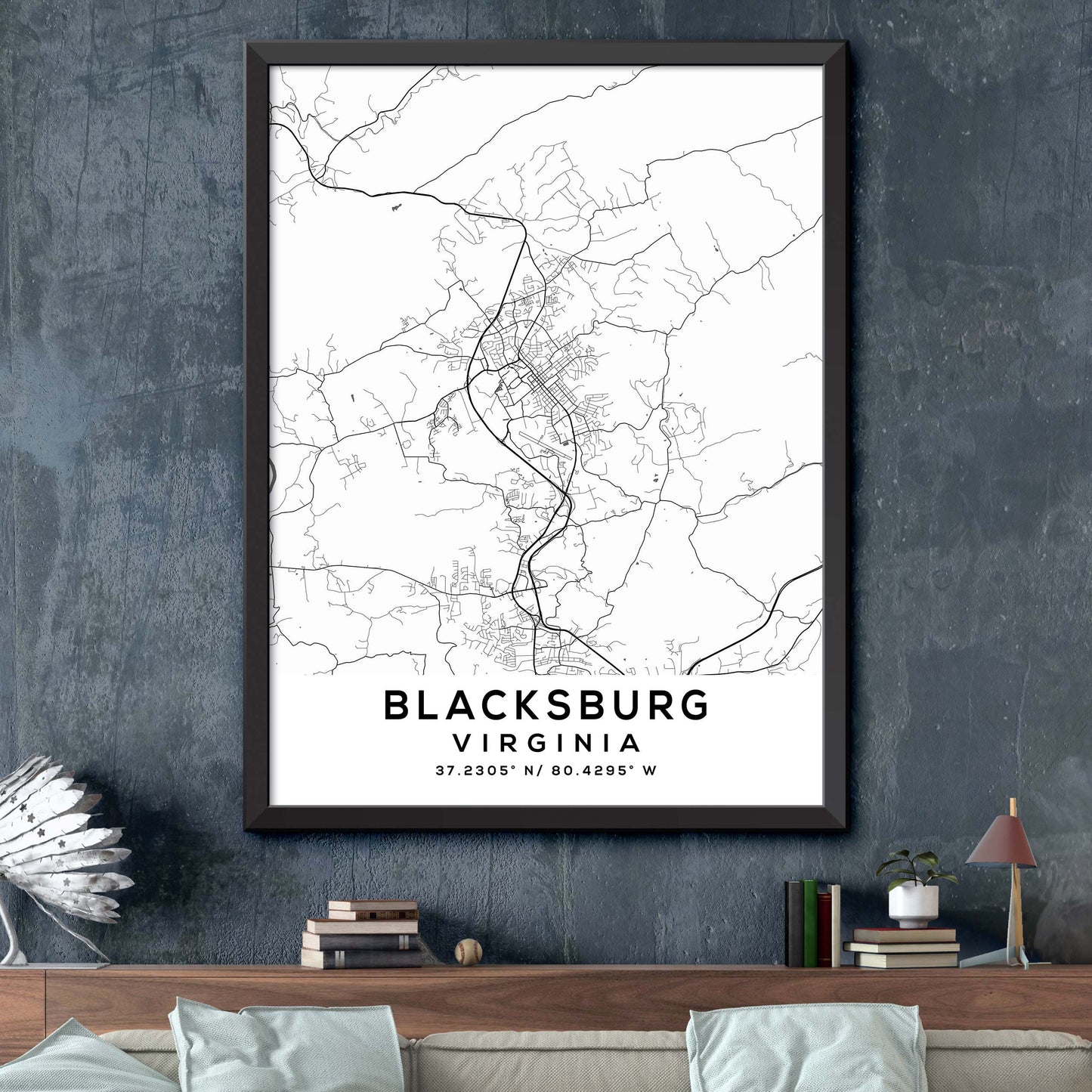 Blacksburg,Virginia Map Print