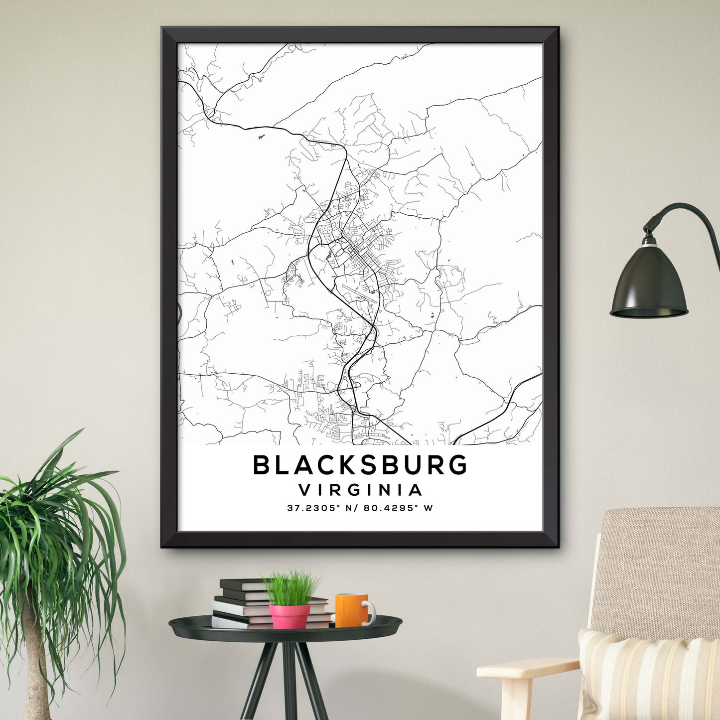 Blacksburg,Virginia Map Print