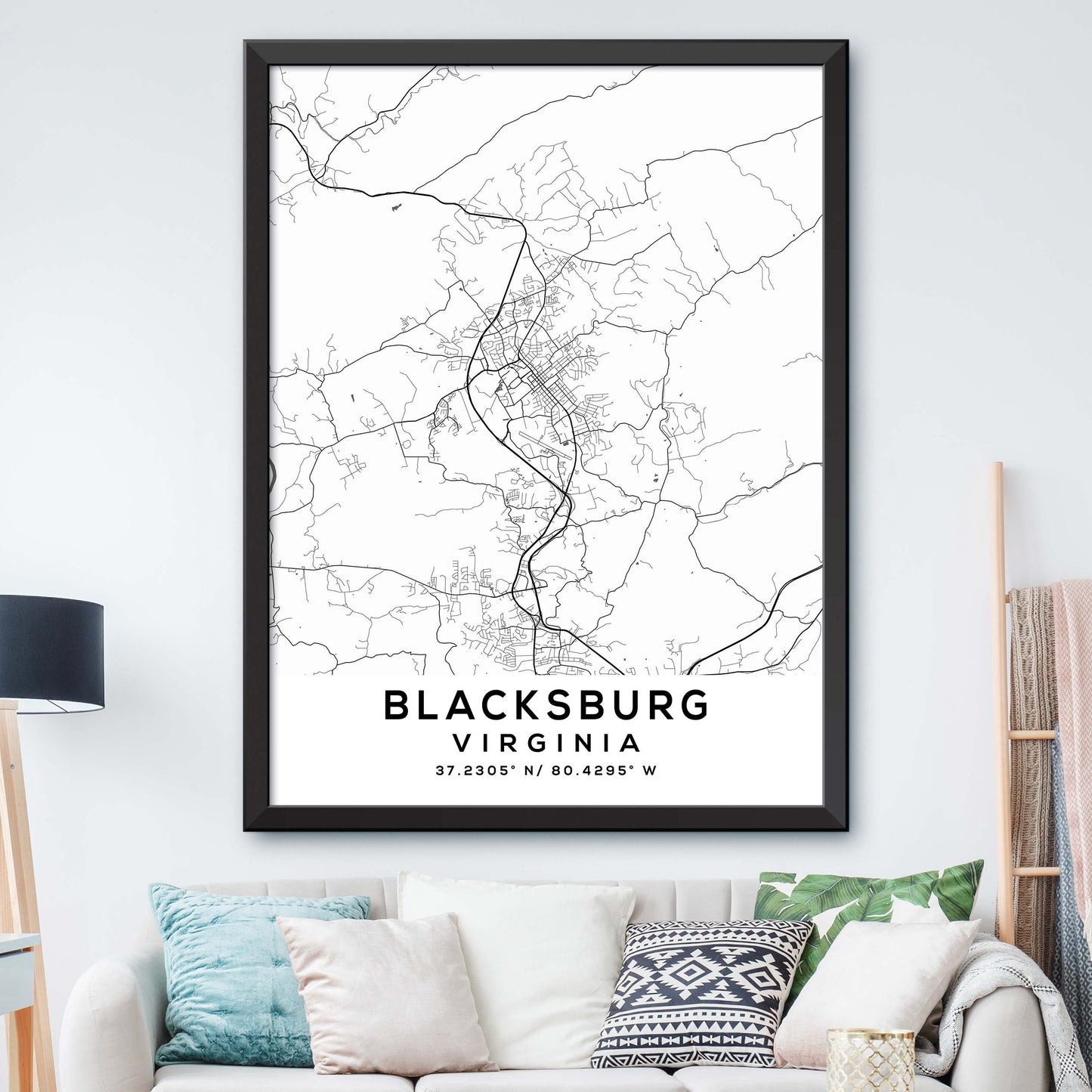 Blacksburg,Virginia Map Print