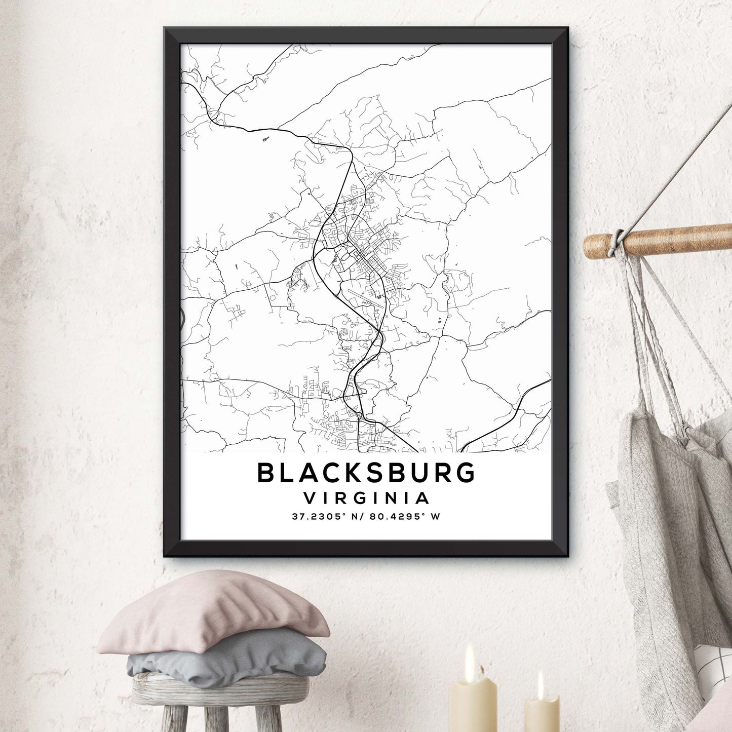 Blacksburg,Virginia Map Print