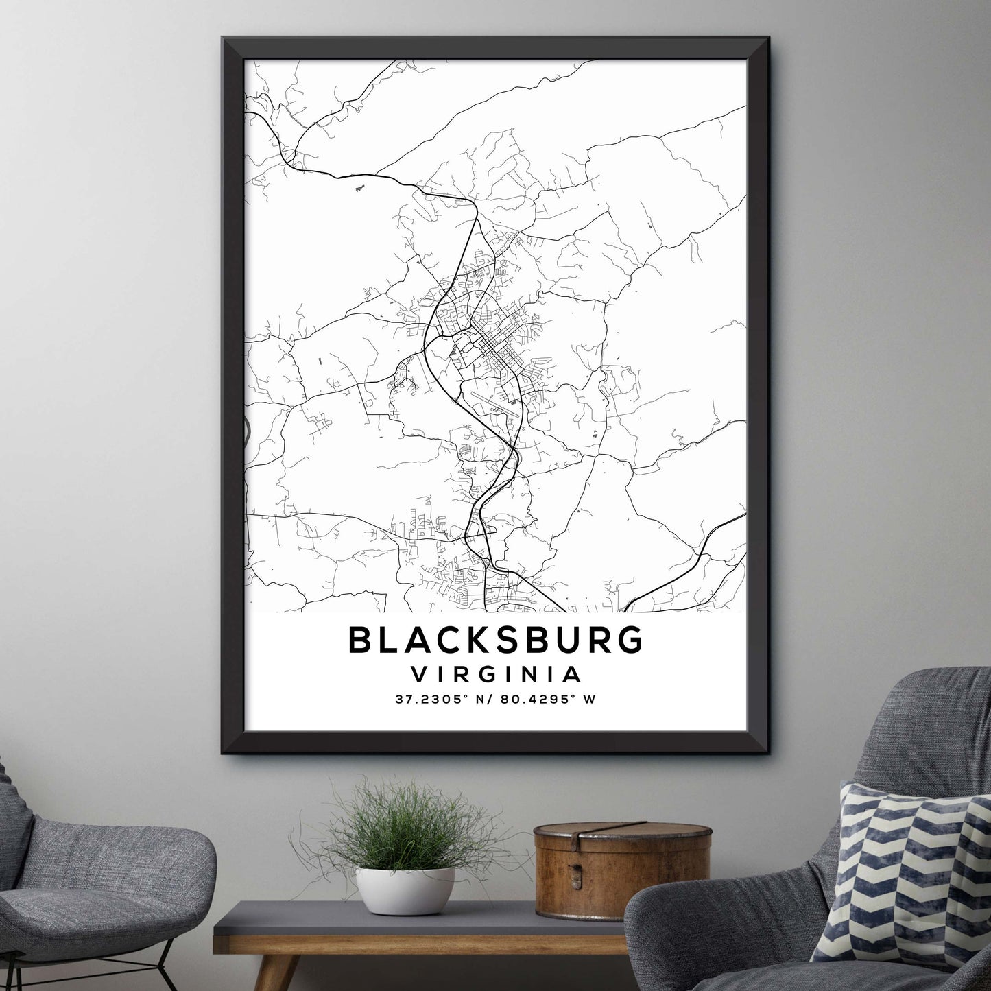 Blacksburg,Virginia Map Print