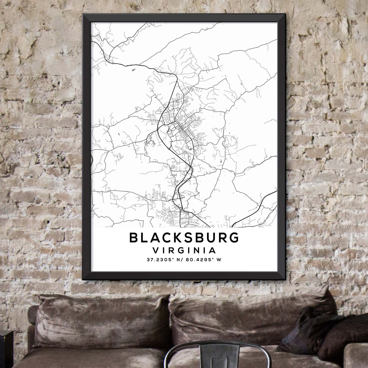 Blacksburg,Virginia Map Print