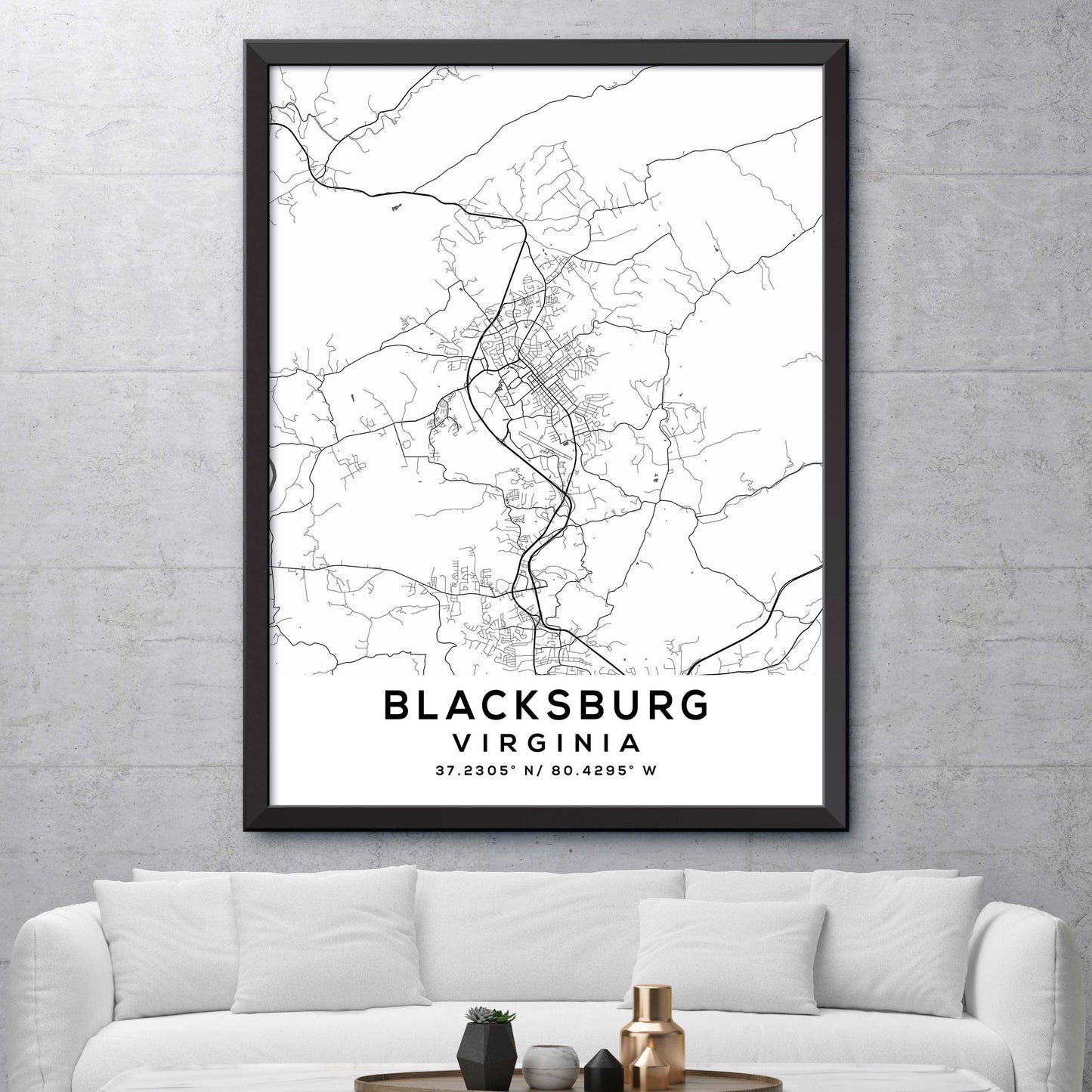 Blacksburg,Virginia Map Print