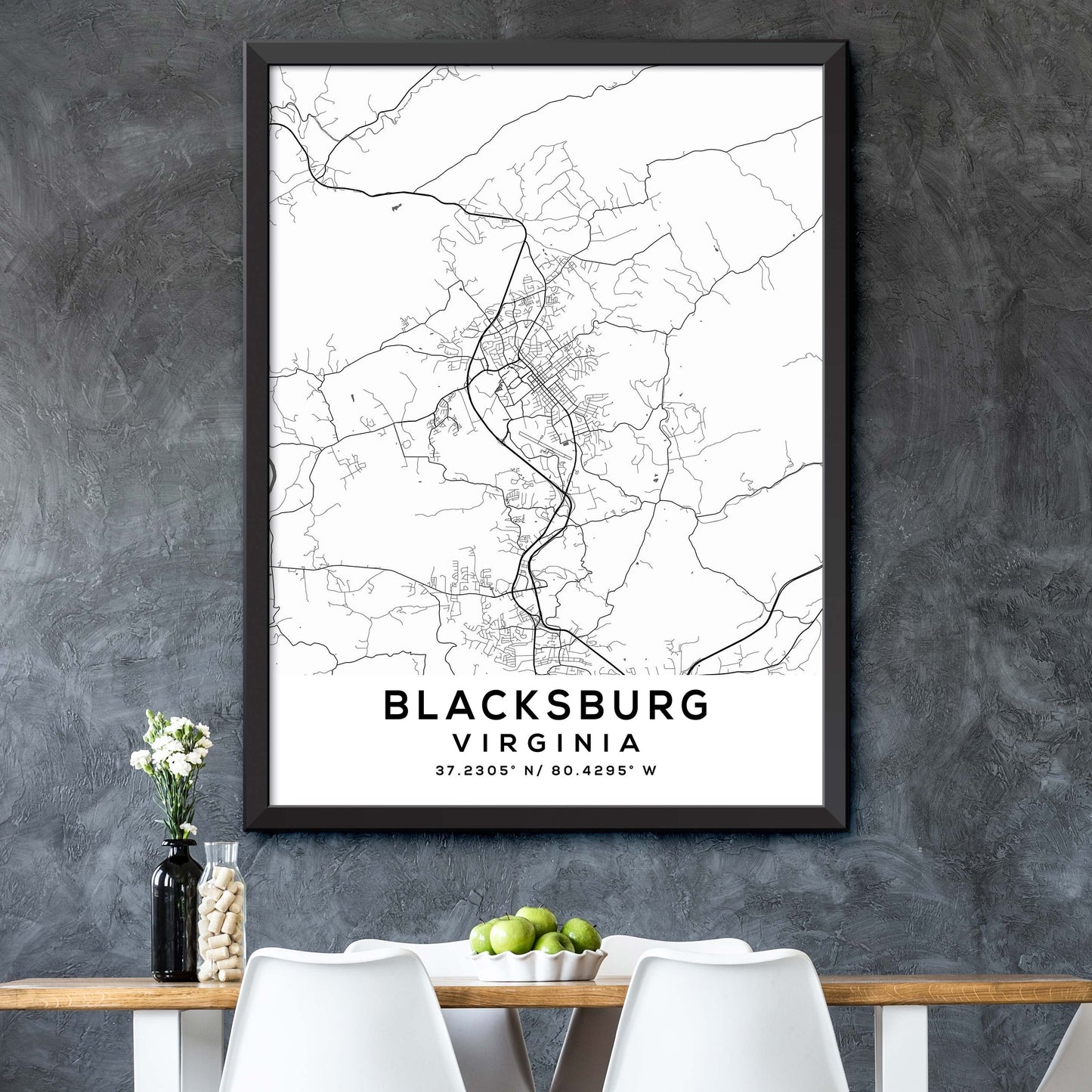 Blacksburg,Virginia Map Print