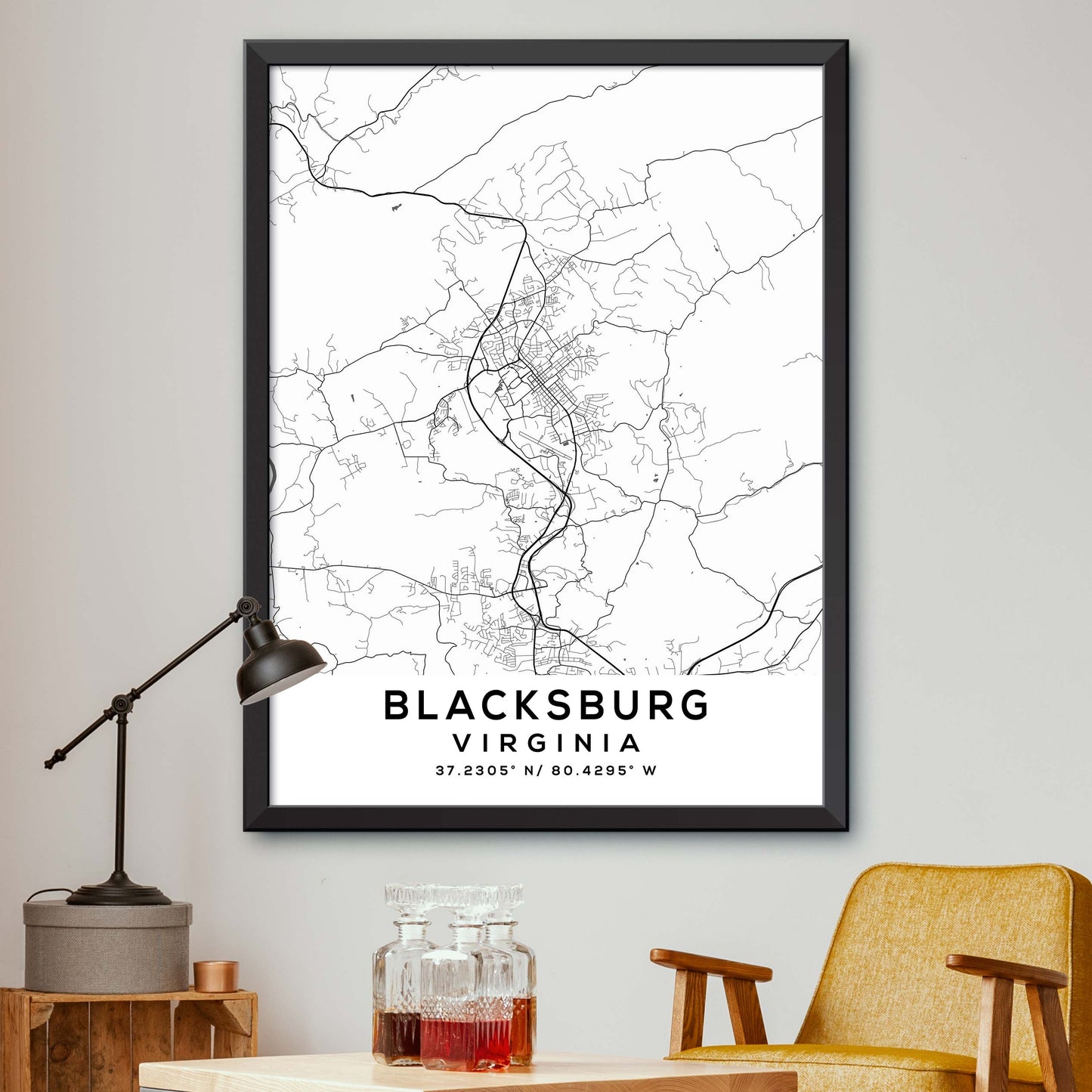 Blacksburg,Virginia Map Print