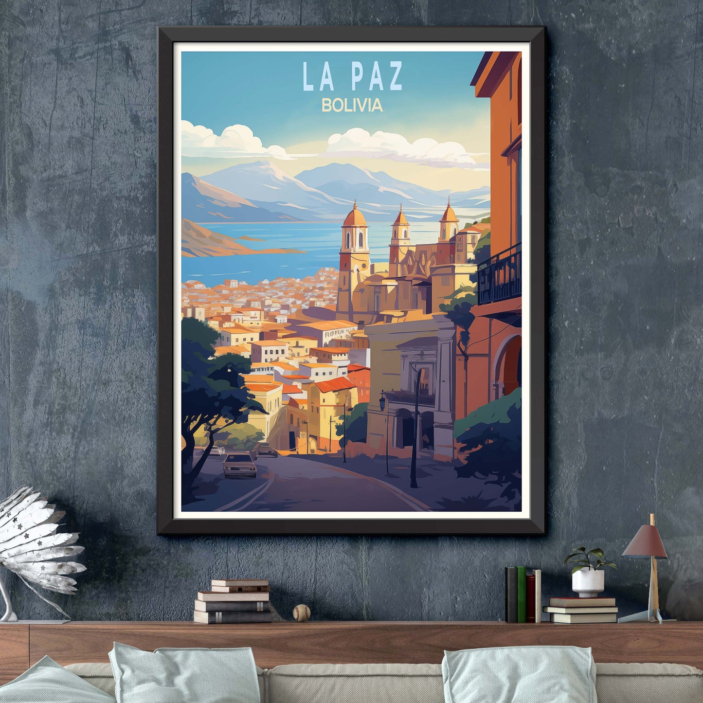 La Paz Bolivia Art Print | La Paz Travel Poster Bolivia Wall Art