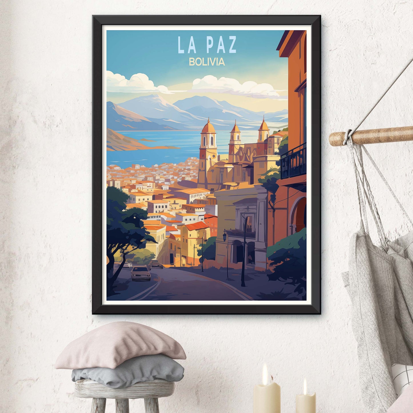 La Paz Bolivia Art Print | La Paz Travel Poster Bolivia Wall Art