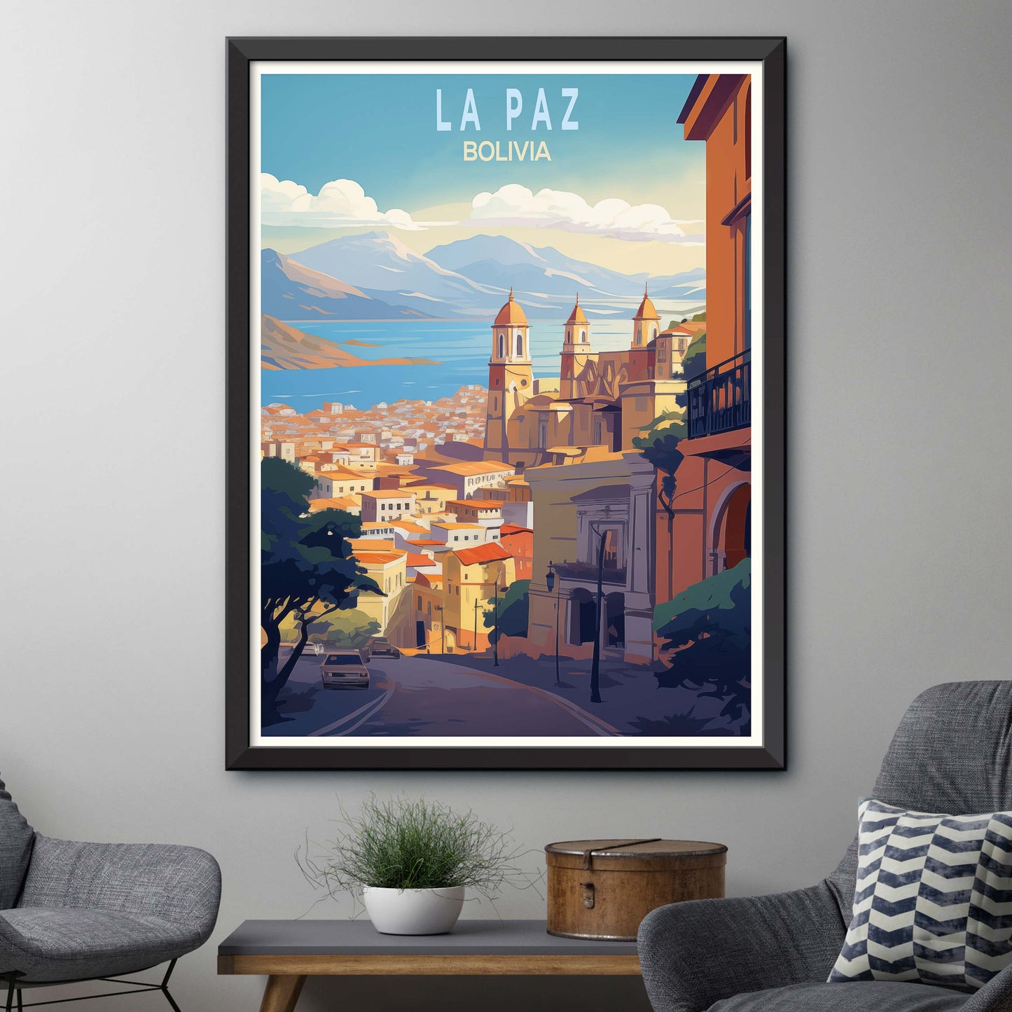 La Paz Bolivia Art Print | La Paz Travel Poster Bolivia Wall Art