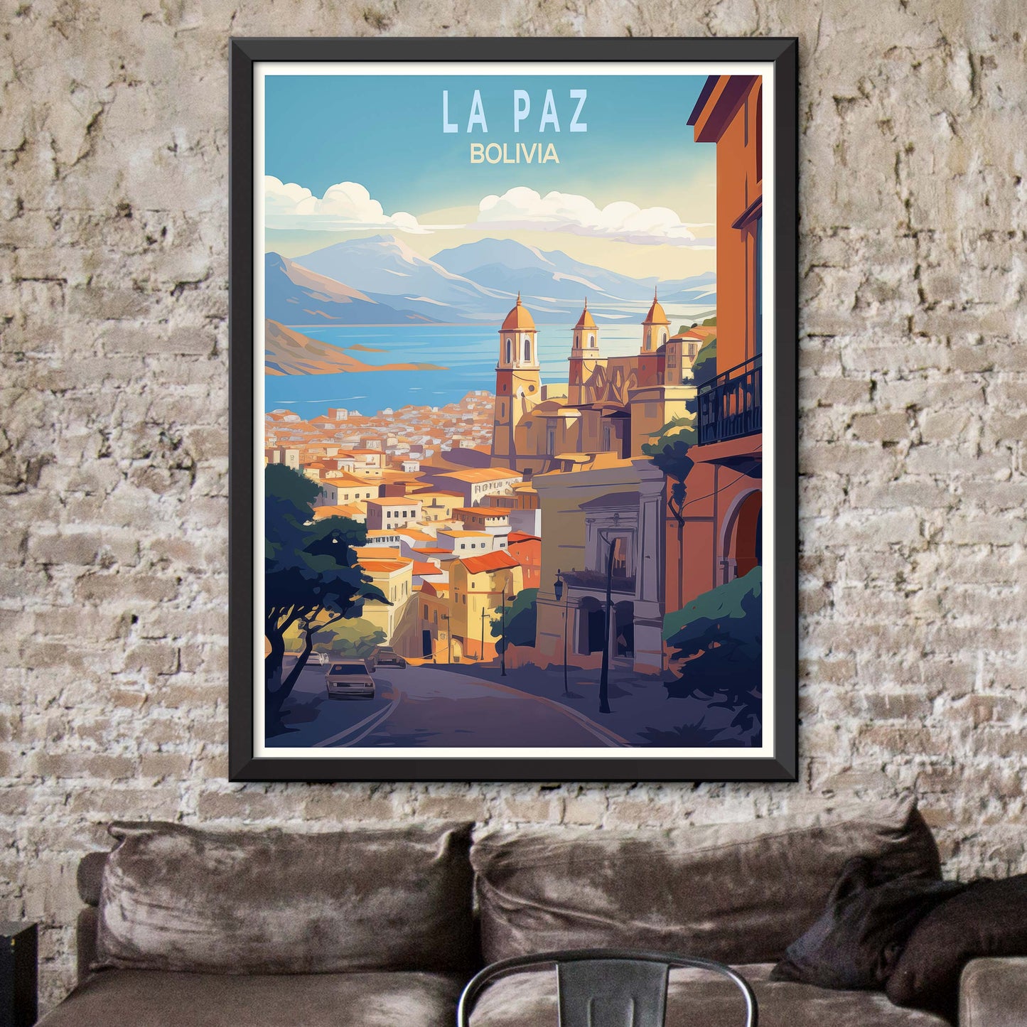 La Paz Bolivia Art Print | La Paz Travel Poster Bolivia Wall Art