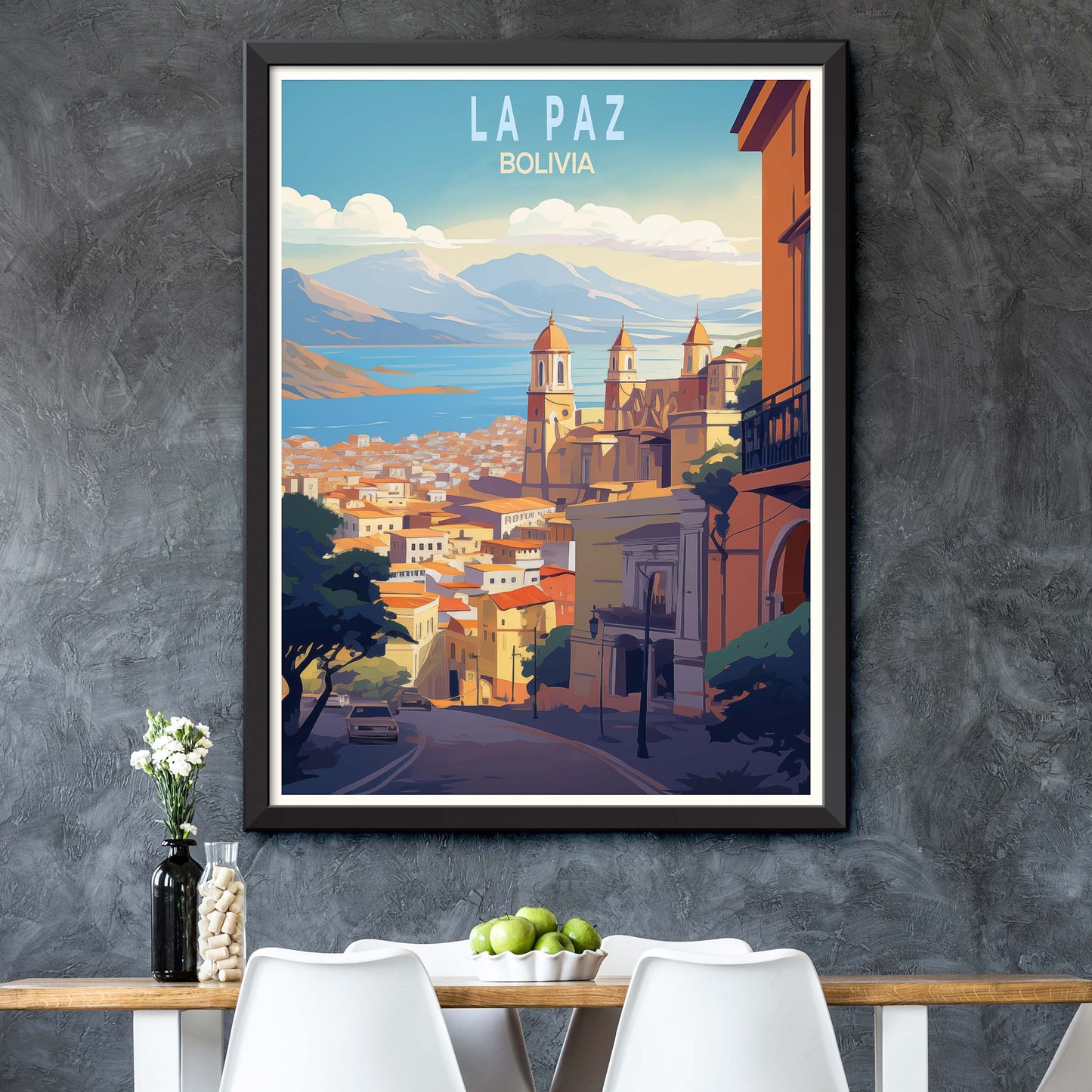 La Paz Bolivia Art Print | La Paz Travel Poster Bolivia Wall Art