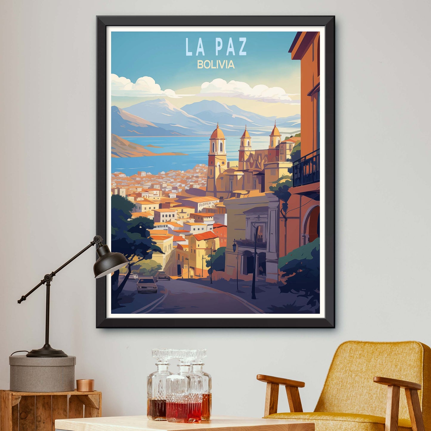 La Paz Bolivia Art Print | La Paz Travel Poster Bolivia Wall Art