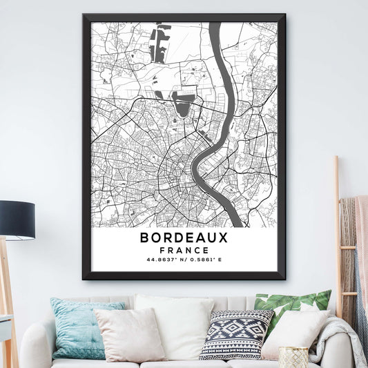 Bordeaux, France Map Print