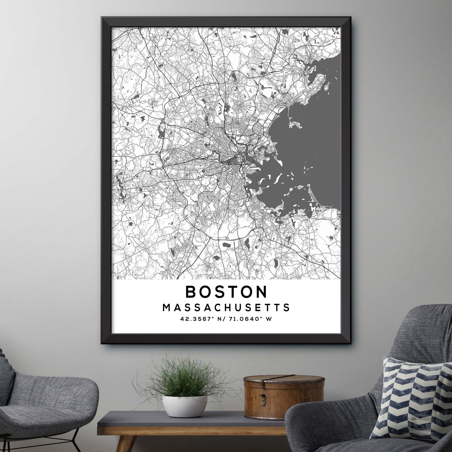 Boston, Massachusetts Map Print