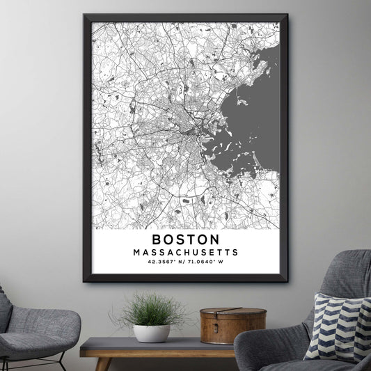 Boston, Massachusetts Map Print