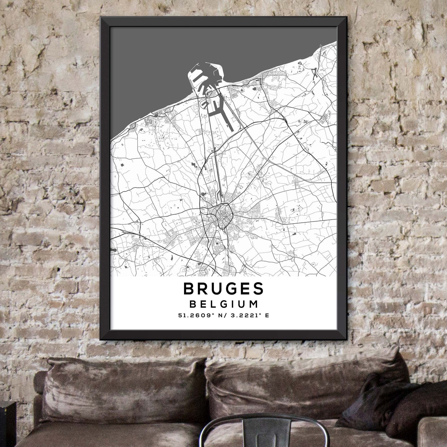 Bruges, Belgium Map Print