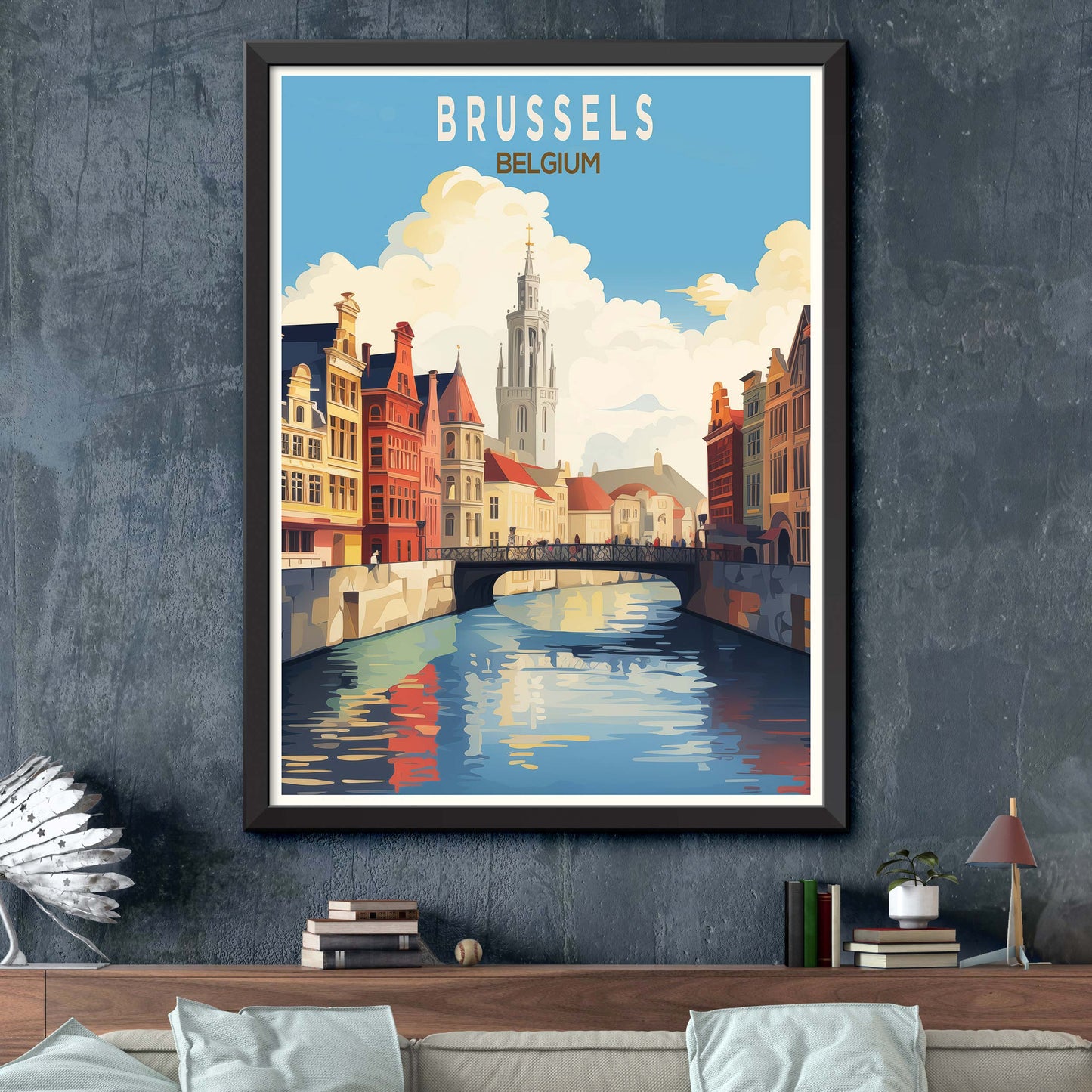 Brussels Travel Print Wall Art Bruges Travel Poster Gift