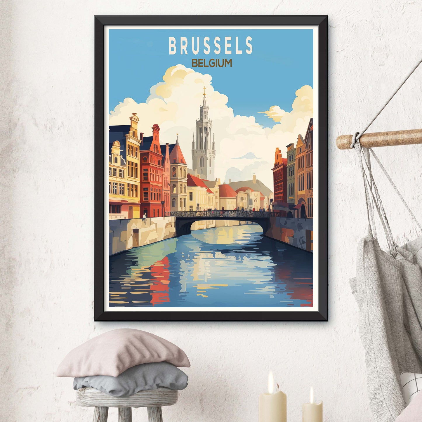 Brussels Travel Print Wall Art Bruges Travel Poster Gift