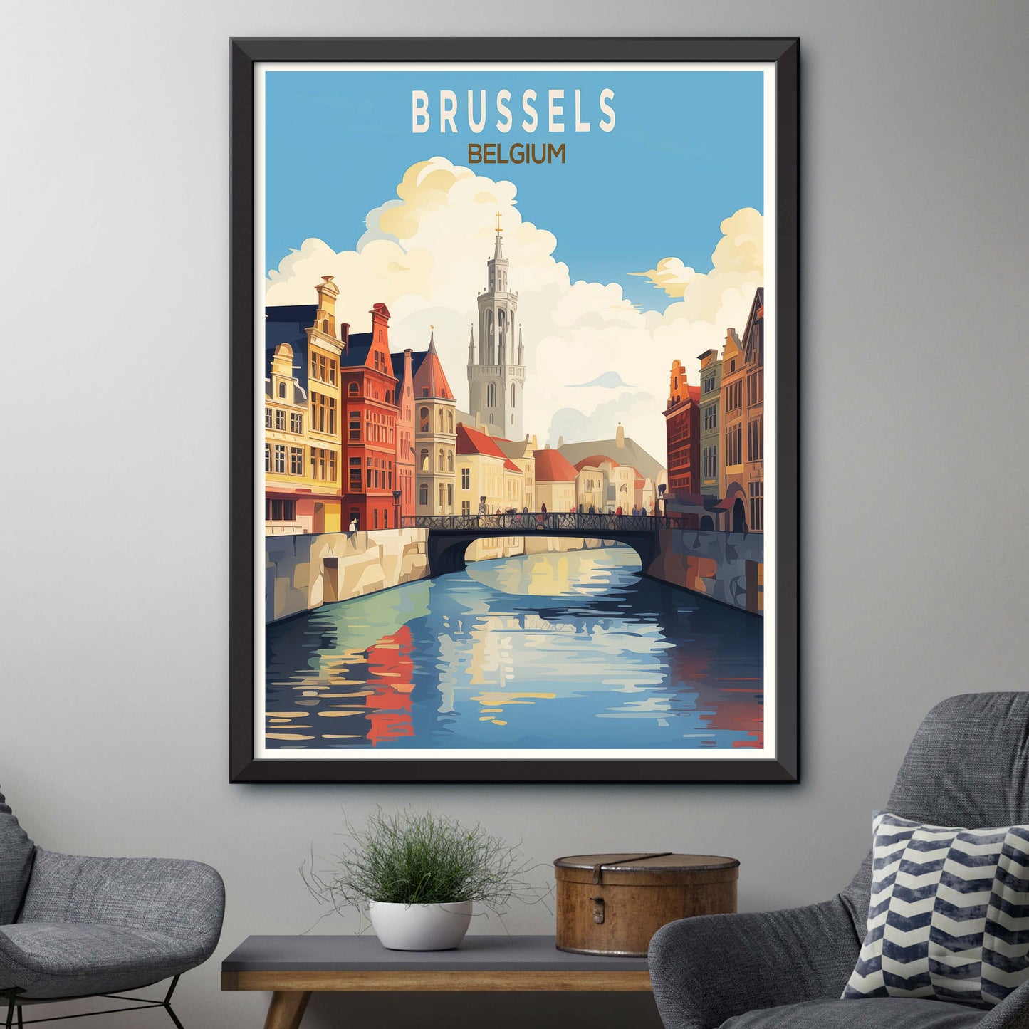 Brussels Travel Print Wall Art Bruges Travel Poster Gift