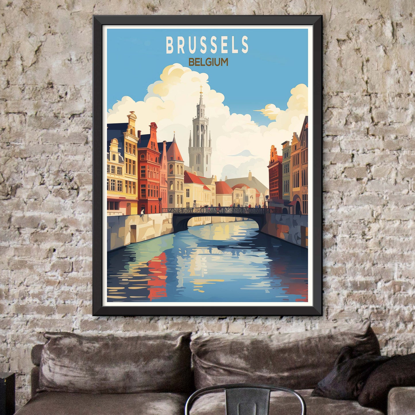 Brussels Travel Print Wall Art Bruges Travel Poster Gift