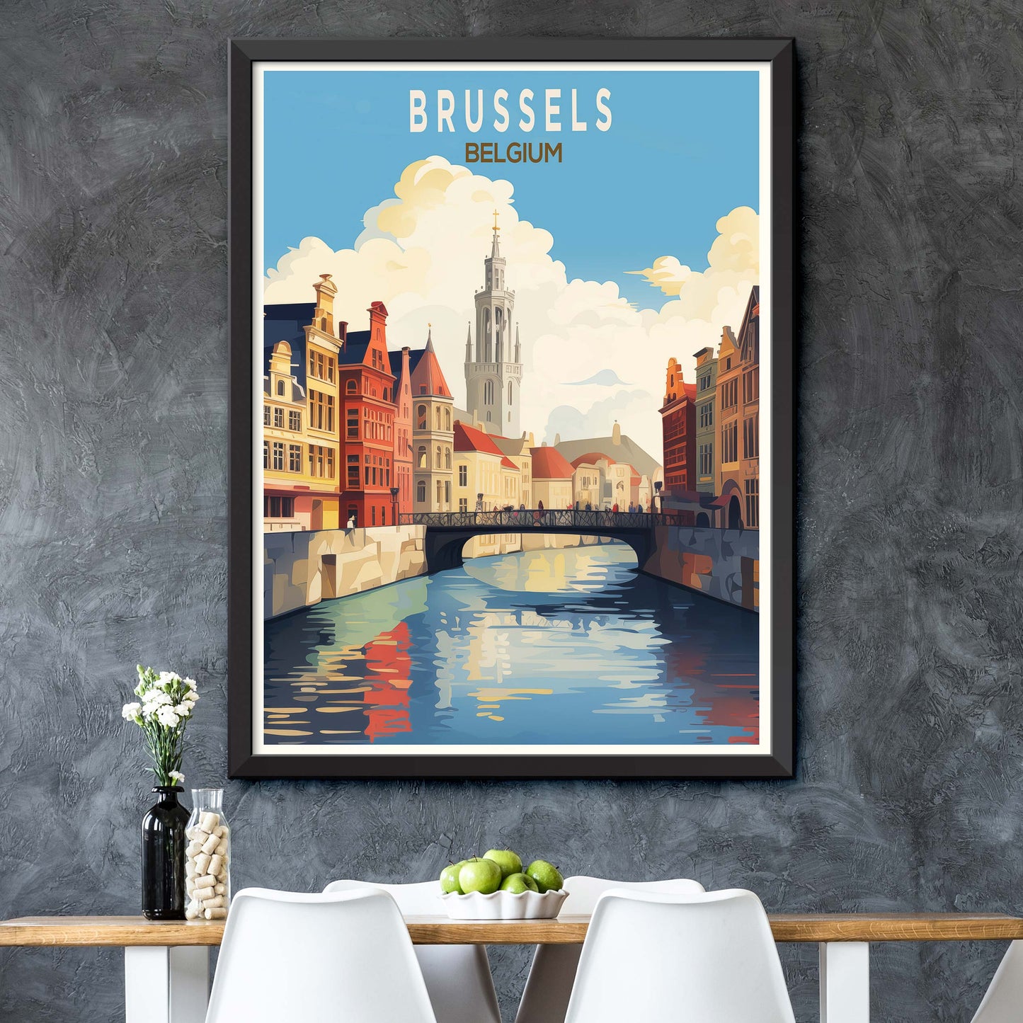 Brussels Travel Print Wall Art Bruges Travel Poster Gift