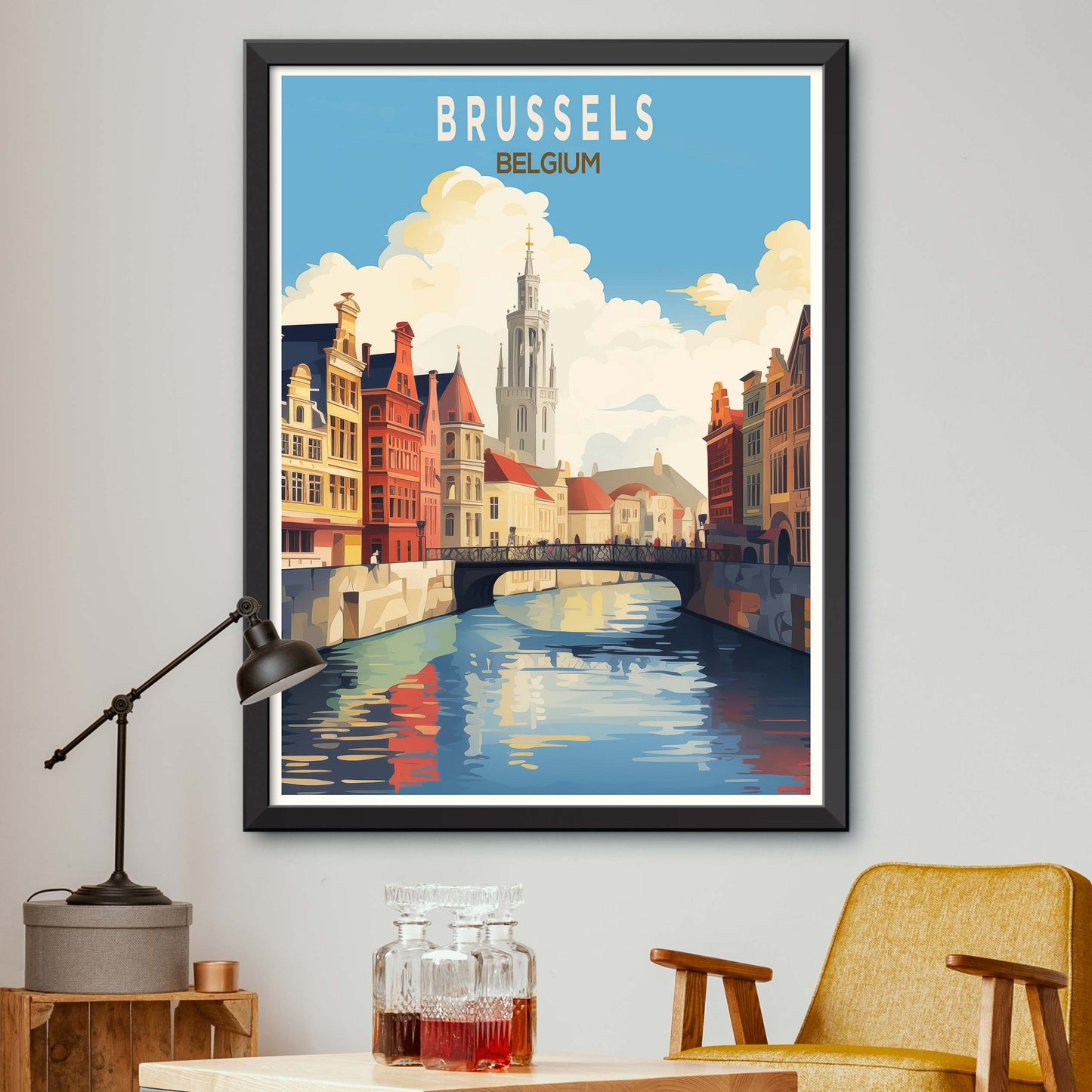 Brussels Travel Print Wall Art Bruges Travel Poster Gift