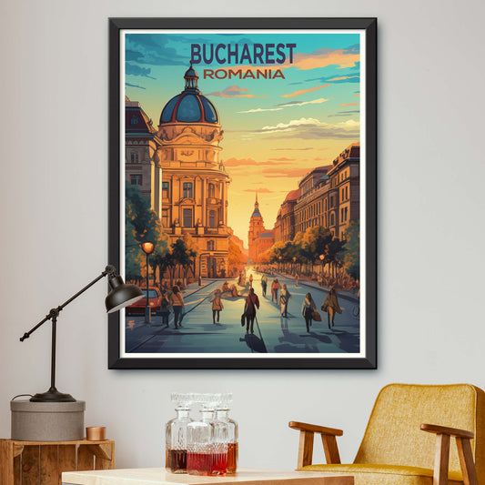 Bucharest Romania Illustration Print