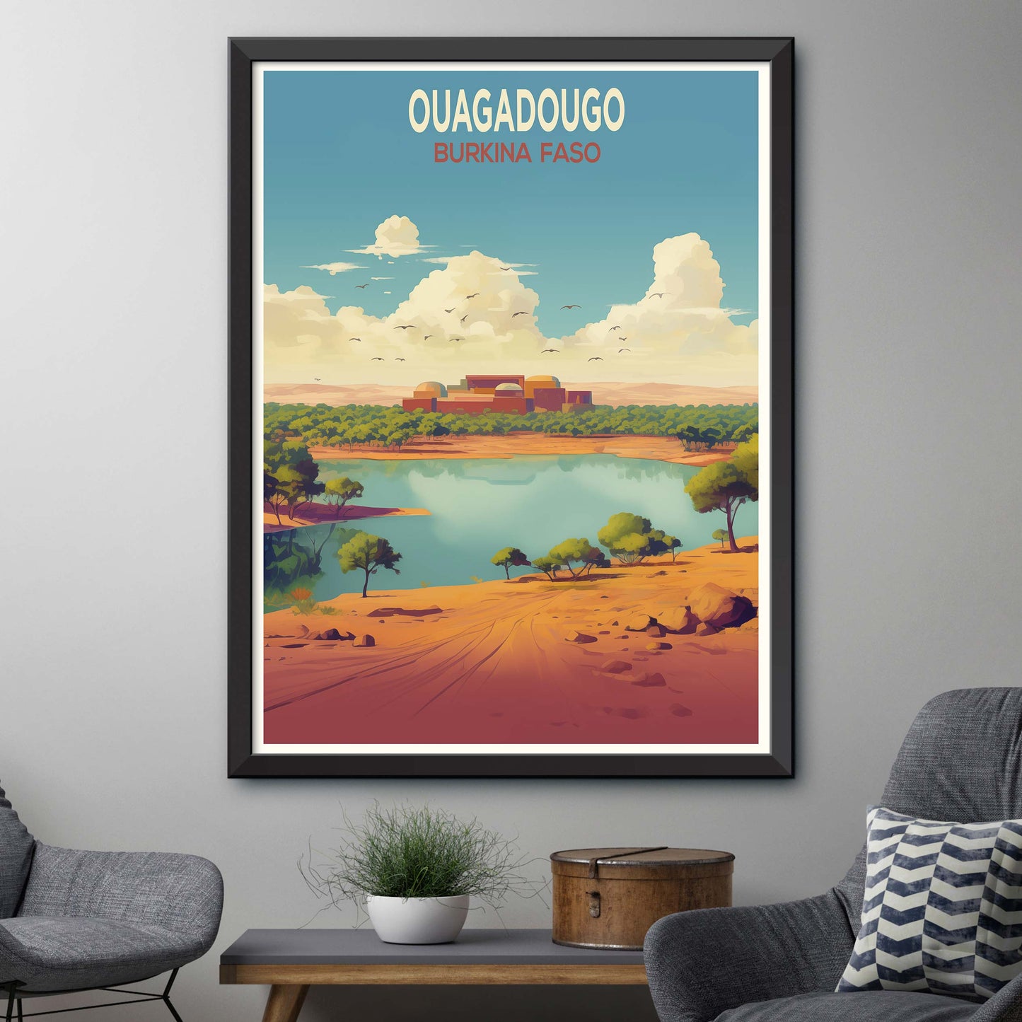 Ouagadougou traditional travel art - Ouagadougou, Burkina Faso poster