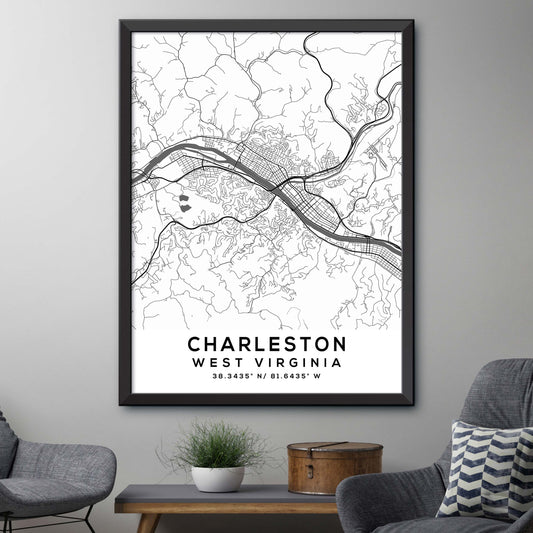 Charleston, West-Virginia Map Print