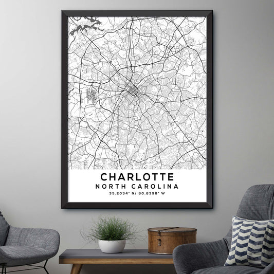 Charlotte, North Carolina Map Print