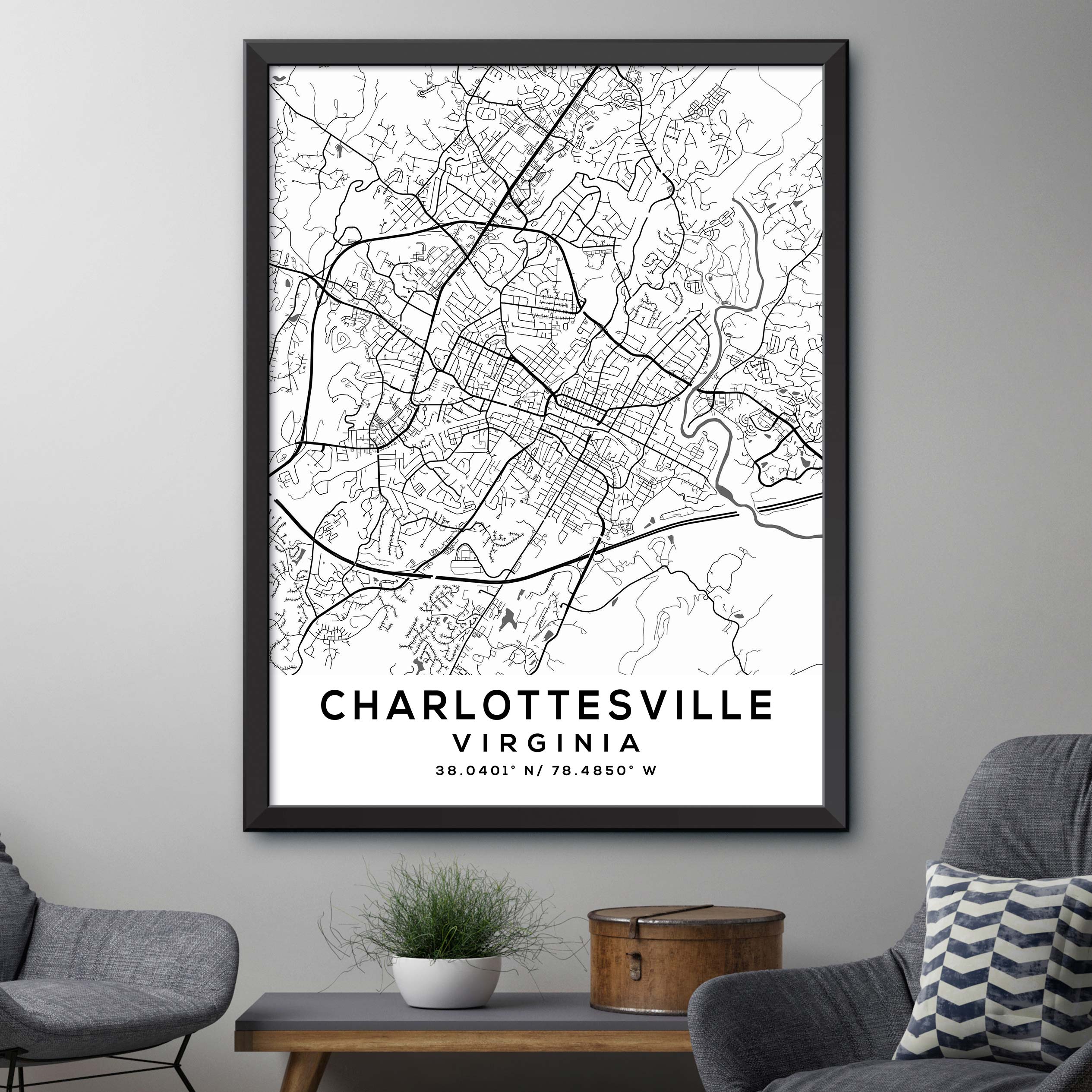 Charlottesville, Virginia Map Print – Dormfuly