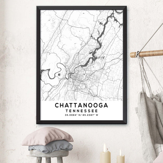 Chattanooga, Tennessee Map Print