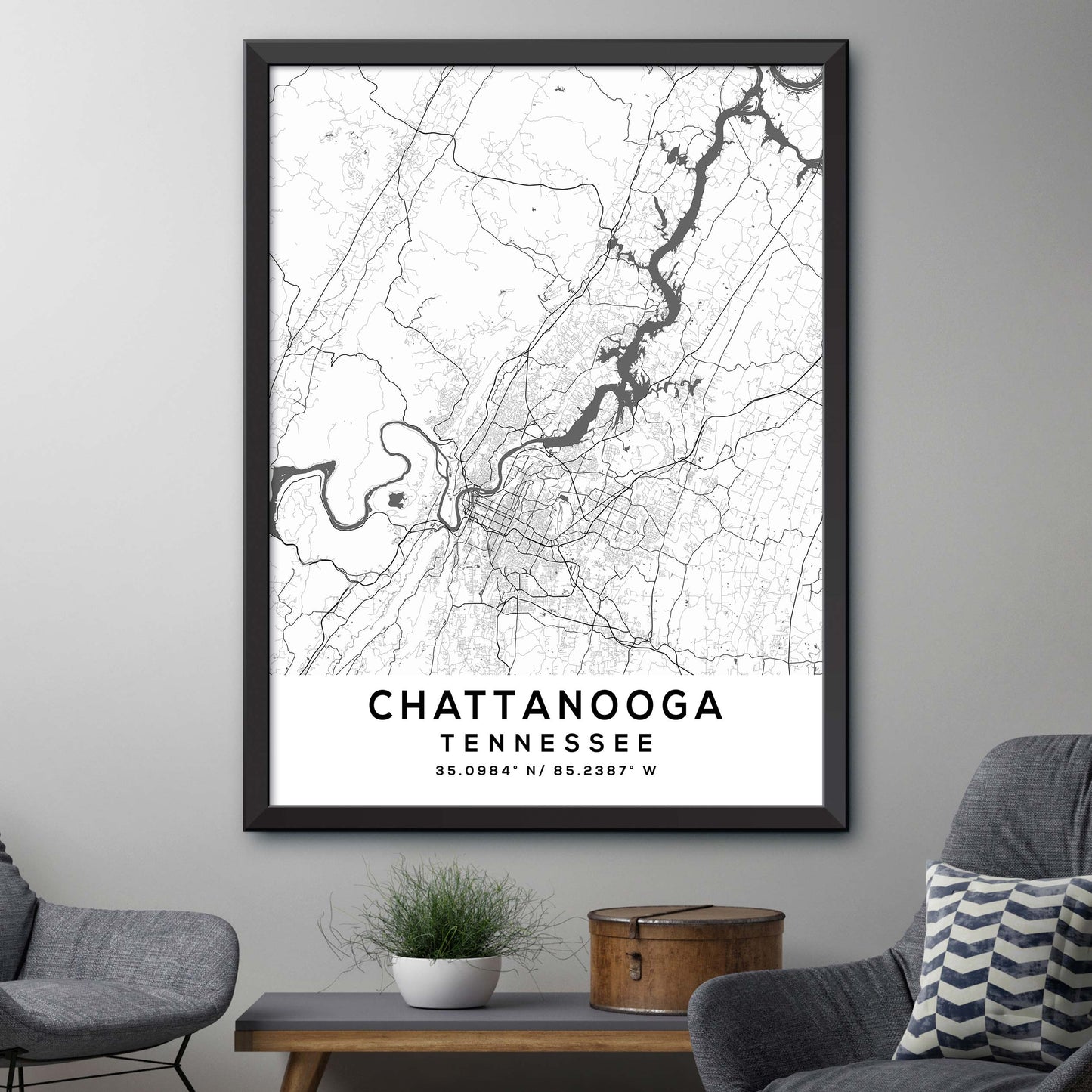 Chattanooga, Tennessee Map Print