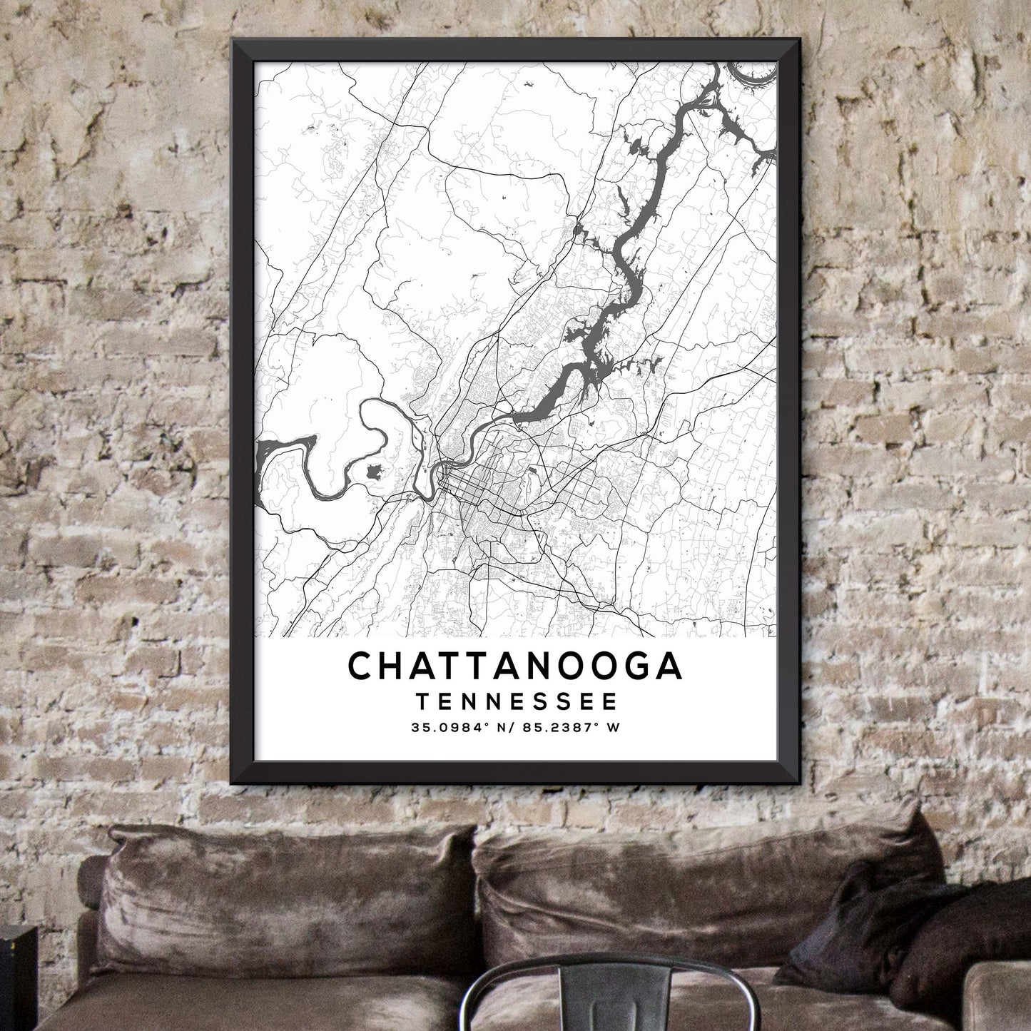 Chattanooga, Tennessee Map Print