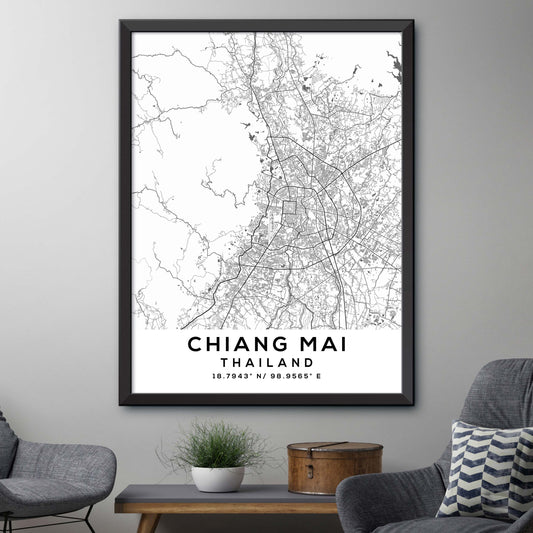 Chiang-Mai,Thailand Map Print