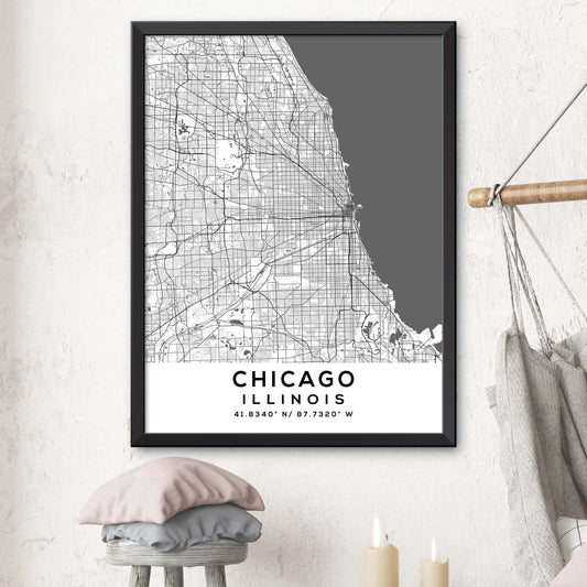 Chicago,Illinois Map Print