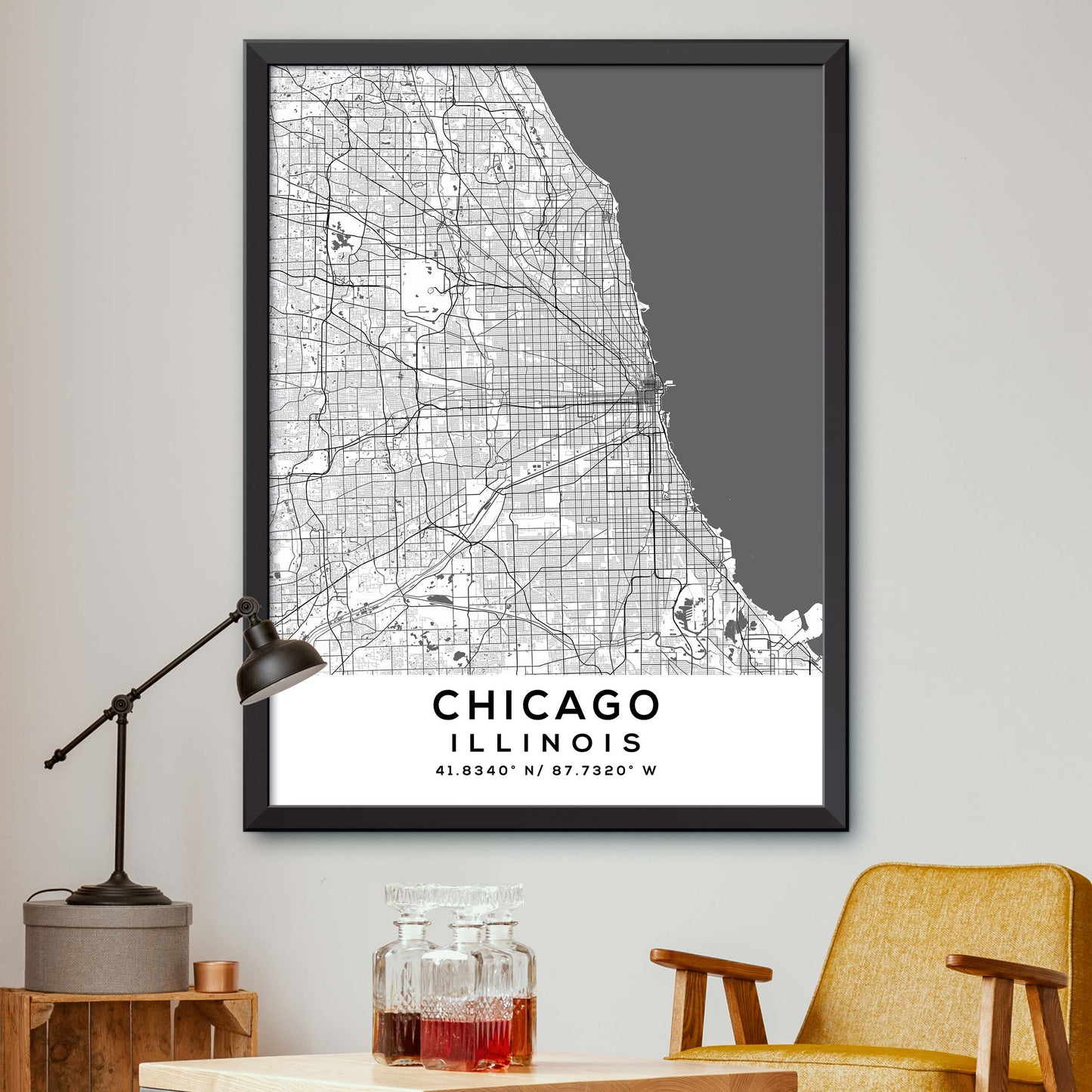 Chicago,Illinois Map Print