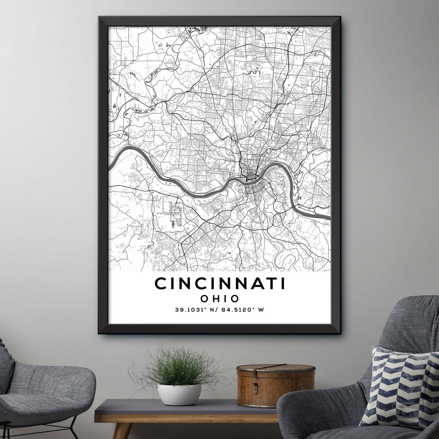 Cincinnati,Ohio Map Print