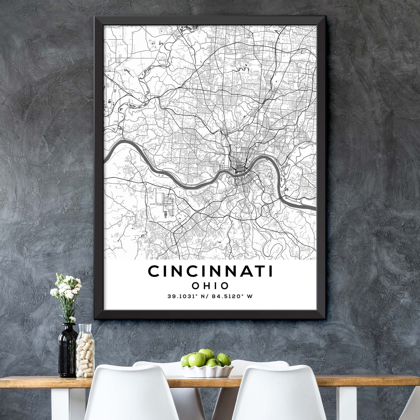 Cincinnati,Ohio Map Print