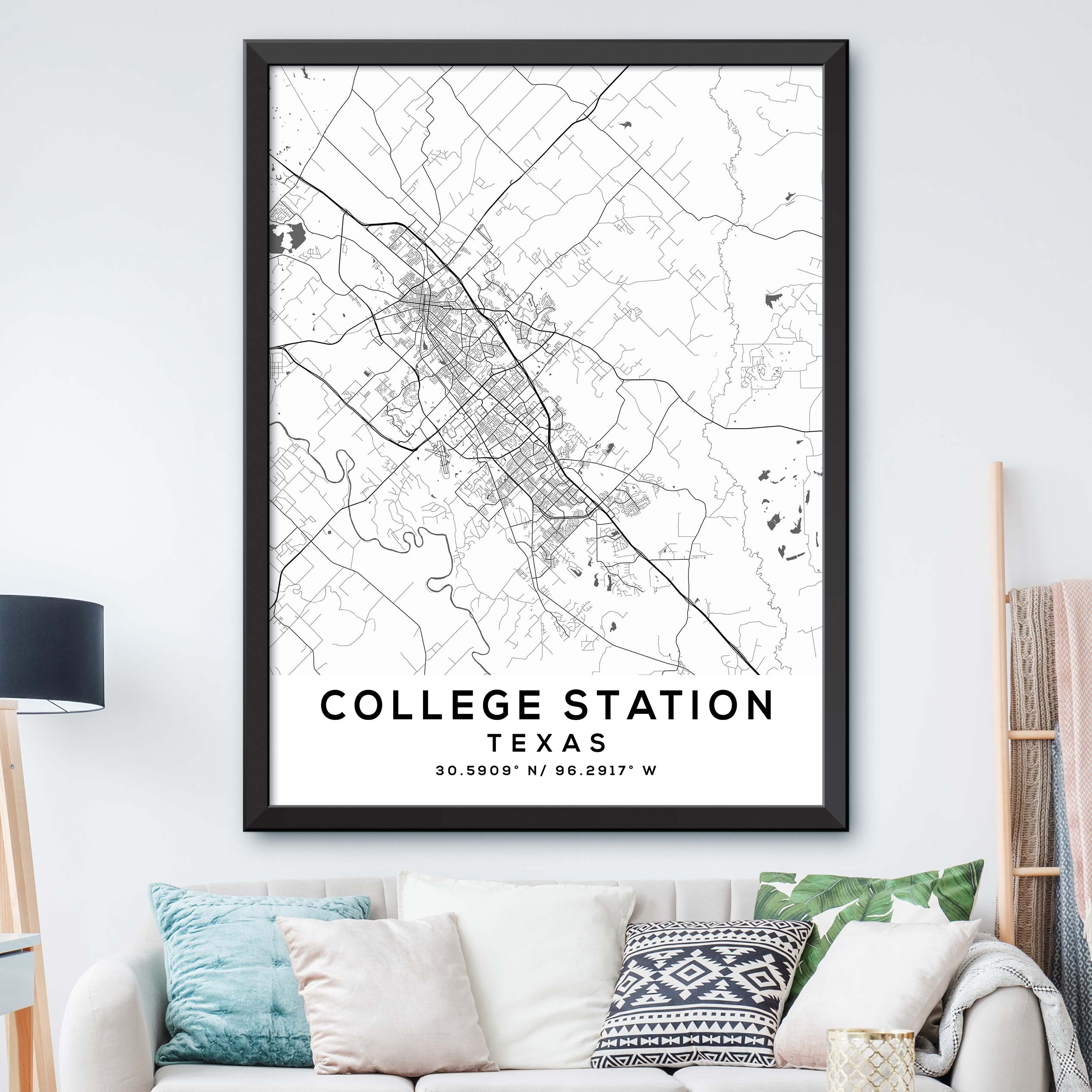 College Station Texas Map Print Dormfuly
