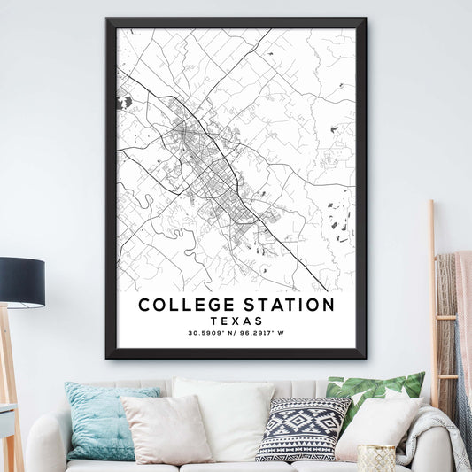 College-Station,Texas Map Print