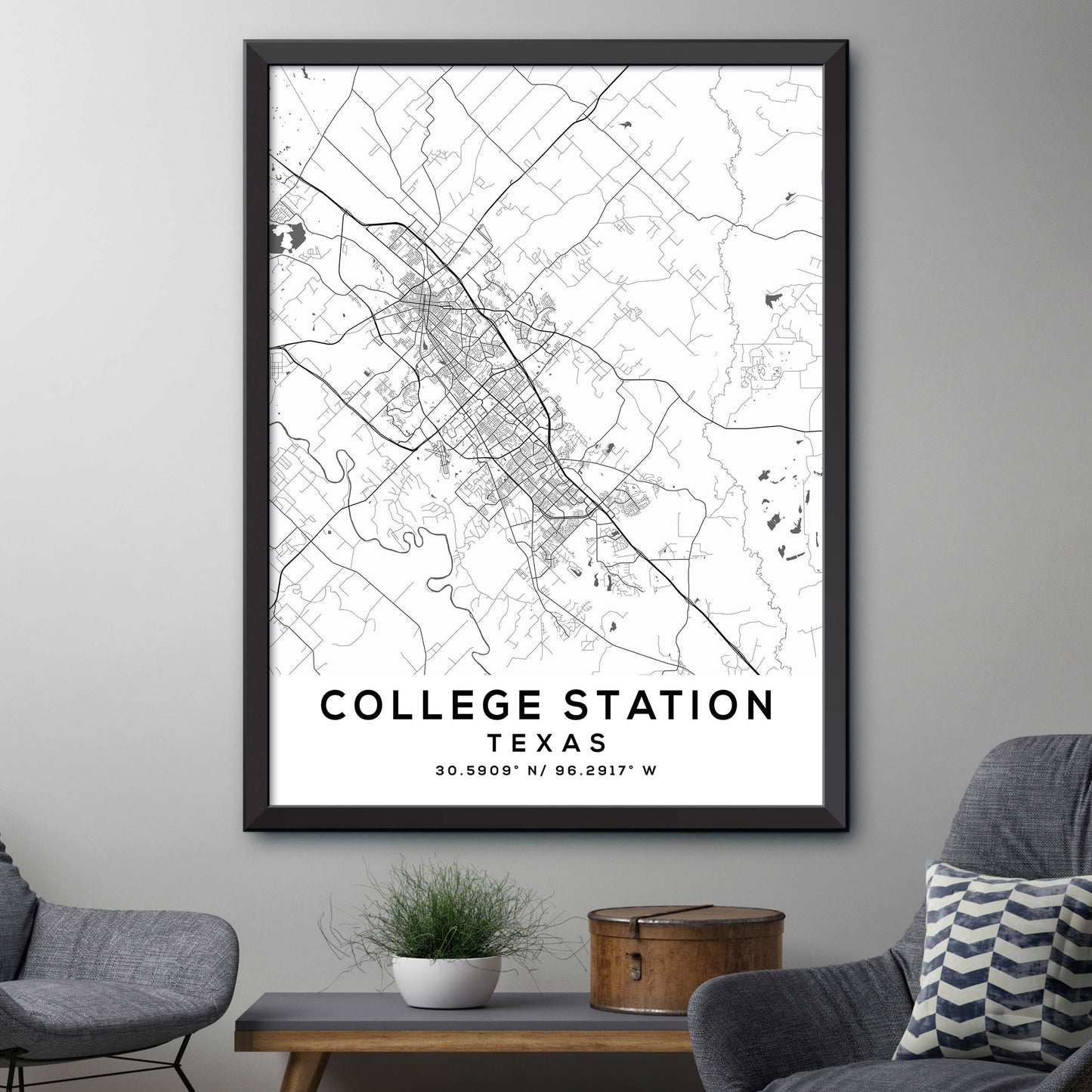 College-Station,Texas Map Print