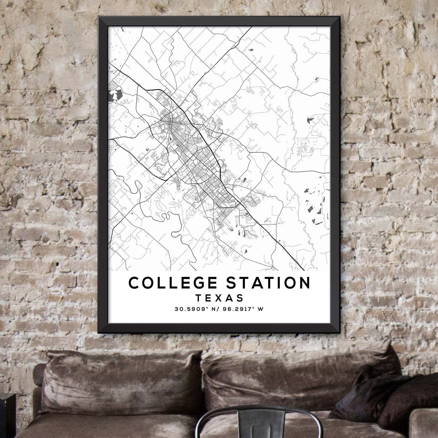 College-Station,Texas Map Print